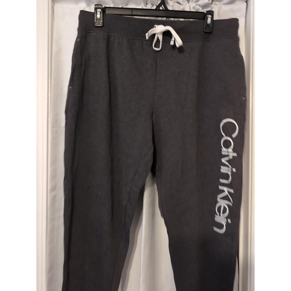 Calvin Klein Women's French Terry Joggers Pants Dark Gray XL - Picture 1 of 10